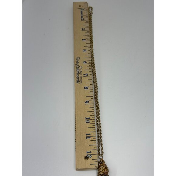 VTG Owl Pendant Necklace Gold Tone Rope Chain 13" Retro Jewelry Accessories - Picture 2 of 8